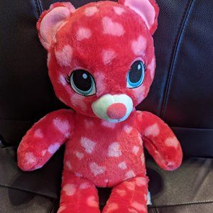 Build A Bear Plush Dark Pink 18-in Valentines Teddy Hearts Embroidered Eyes
